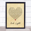 The Dualers Red Light Vintage Heart Song Lyric Print