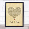 Adele All I Ask Vintage Heart Song Lyric Print