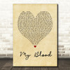 Twenty One Pilots My Blood Vintage Heart Song Lyric Print