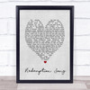 Redemption Song Bob Marley Grey Heart Song Lyric Quote Print