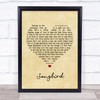 Oasis Songbird Vintage Heart Song Lyric Print