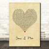 James TW You & Me Vintage Heart Song Lyric Print