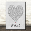 Rehab Amy Winehouse Grey Heart Song Lyric Quote Print