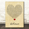 Cher Believe Vintage Heart Song Lyric Print