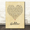 Tom Baxter Better Vintage Heart Song Lyric Print