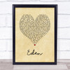 The Script Eden Vintage Heart Song Lyric Print