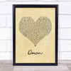 Jay Sean Down Vintage Heart Song Lyric Print