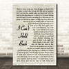 Survivor I Can't Hold Back Vintage Script Song Lyric Print