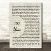Five For Fighting 100 Years Vintage Script Song Lyric Print