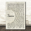 James Tomorrow Vintage Script Song Lyric Print