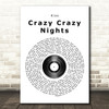 Kiss Crazy Crazy Nights Vinyl Record Song Lyric Print