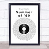 Bryan Adams Summer of '69 Vinyl Record Song Lyric Print