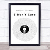 Ed Sheeran & Justin Bieber I Don't Care Vinyl Record Song Lyric Print