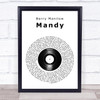 Barry Manilow Mandy Vinyl Record Song Lyric Print