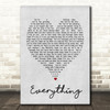 Everything Michael Buble Grey Heart Song Lyric Quote Print