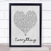 Everything Michael Buble Grey Heart Song Lyric Quote Print