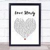 Johnny Mathis Love Story White Heart Song Lyric Print