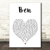 Michael Jackson Ben White Heart Song Lyric Print