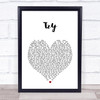 Pink Try White Heart Song Lyric Print