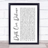 Ben Howard Depth Over Distance White Script Song Lyric Print