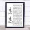 Jack Johnson Better Together White Script Song Lyric Print