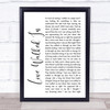 Thunder Love Walked In White Script Song Lyric Print