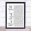 Queen Rain Must Fall White Script Song Lyric Print