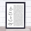 Joni Mitchell A Case Of You White Script Song Lyric Print