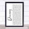 Chris Young Drowning White Script Song Lyric Print