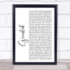 Josh Groban Granted White Script Song Lyric Print