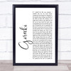 Lamb Gorecki White Script Song Lyric Print