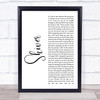 Coldplay Shiver White Script Song Lyric Print