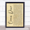 Duke Dumont Ocean Drive Rustic Script Song Lyric Print