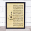 Nirvana Lithium Rustic Script Song Lyric Print