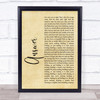 Sarah McLachlan ANSWER Rustic Script Song Lyric Print