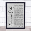 Adele One And Only Rustic Script Grey Song Lyric Quote Print