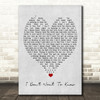 I Don't Want To Know Fleetwood Mac Grey Heart Song Lyric Quote Print