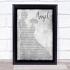 Aretha Franklin Angel Man Lady Dancing Grey Song Lyric Print