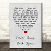 Never Going Back Again Fleetwood Mac Grey Heart Song Lyric Quote Print