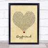 Big Time Rush Boyfriend Vintage Heart Song Lyric Print