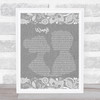 Birdy Wings Burlap & Lace Grey Song Lyric Quote Print