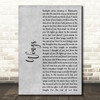 Birdy Wings Rustic Script Grey Song Lyric Quote Print