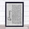 Blondie Dreaming Rustic Script Grey Song Lyric Print