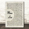 Brad Paisley Mona Lisa Vintage Script Song Lyric Print