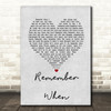 Alan Jackson Remember When Grey Heart Song Lyric Quote Print