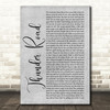 Bruce Springsteen Thunder Road Rustic Script Grey Song Lyric Quote Print