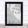 Bruno Mars Just The Way You Are Man Lady Dancing Grey Song Lyric Quote Print