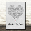 Bryan Adams Back To You Grey Heart Song Lyric Quote Print
