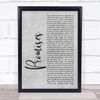 Calvin Harris and Sam Smith Promises Rustic Script Grey Song Lyric Quote Print