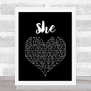 Charles Aznavour She Black Heart Song Lyric Print